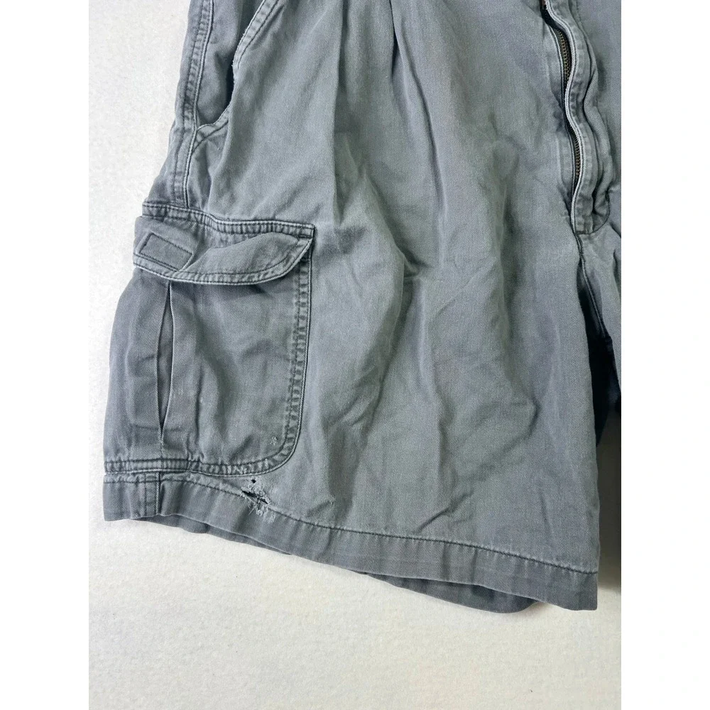 Munsingwear Mens Cargo Shorts‎ Gray Cotton Pleated Elastic Waist Size 36 GS93